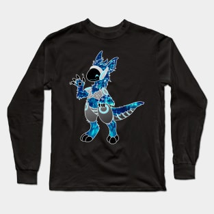 Protogen Fursuit Furry Fursona waving hello blue tie dye Long Sleeve T-Shirt